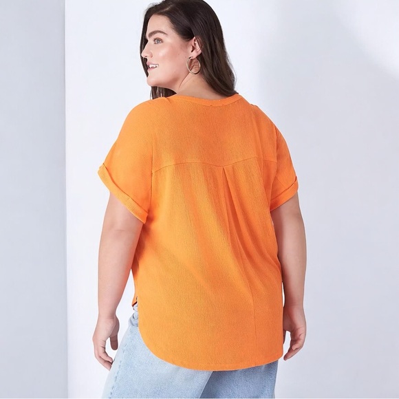NEW Lane Bryant Relaxed Cap-Sleeve Notch-Neck Texture
Knit Top - Orange - 18/20 - Picture 3 of 8